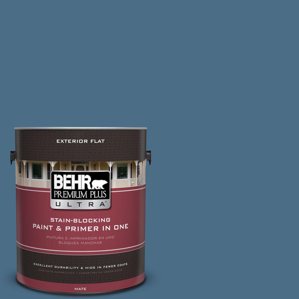 BEHR Premium Plus Ultra 1 gal. #570D-6 Neptune Blue Flat Exterior Paint ...