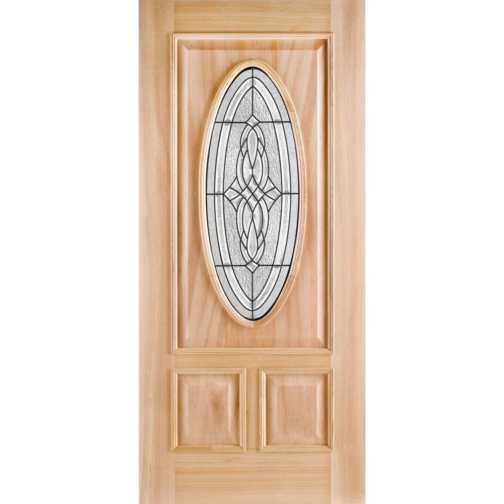 Masonite 36 In. X 80 In. 3/4 Oval Lite Unfinished Fir Wood Front ...