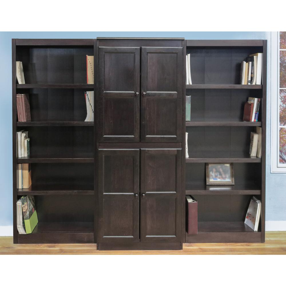 Concepts In Wood 15 Shelf Bookcase Wall With Doors 72 In H