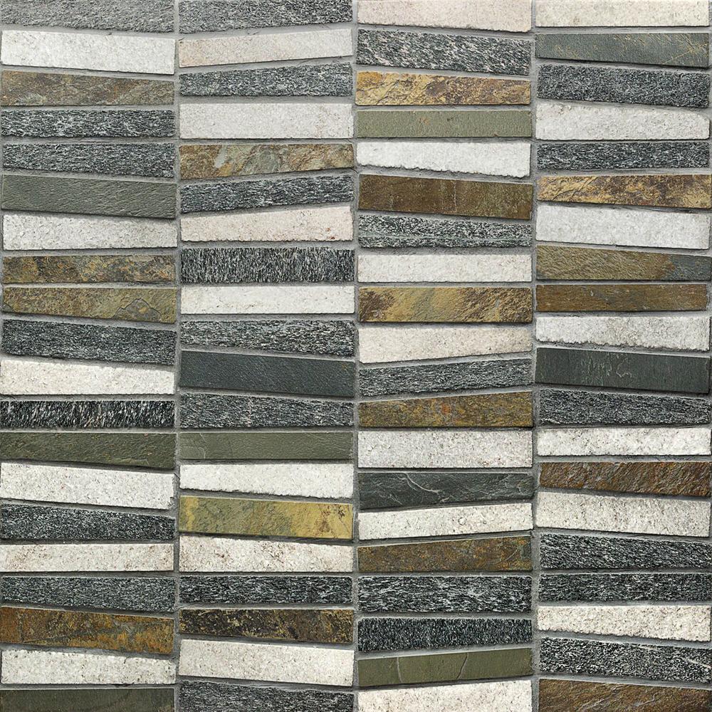 White Backsplash Brown Tan Tile Backsplashes The Home Reflection Trapezoid Multi 11 73 In X 14 29 9 Mm Quartz Mosaic Tile