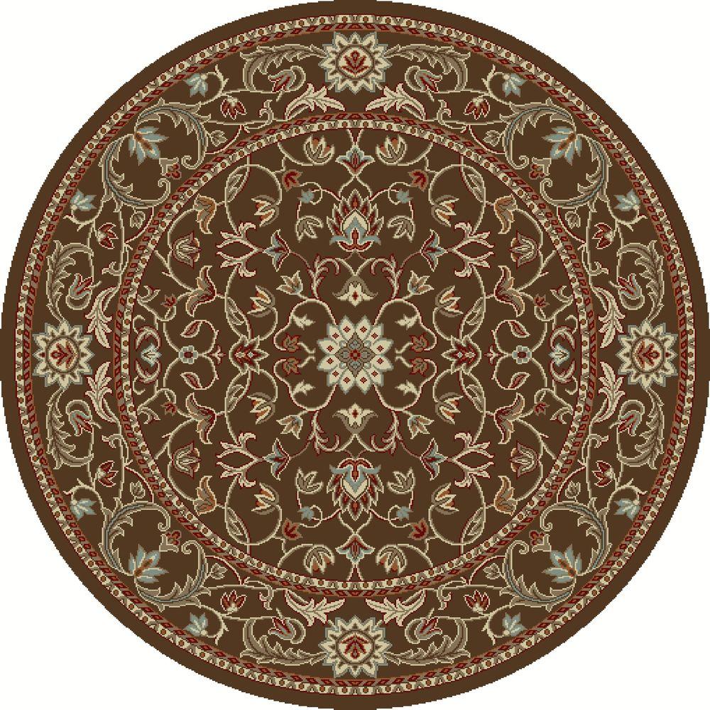 Concord Global Trading Chester Flora Brown 8 ft. Round Area Rug97389