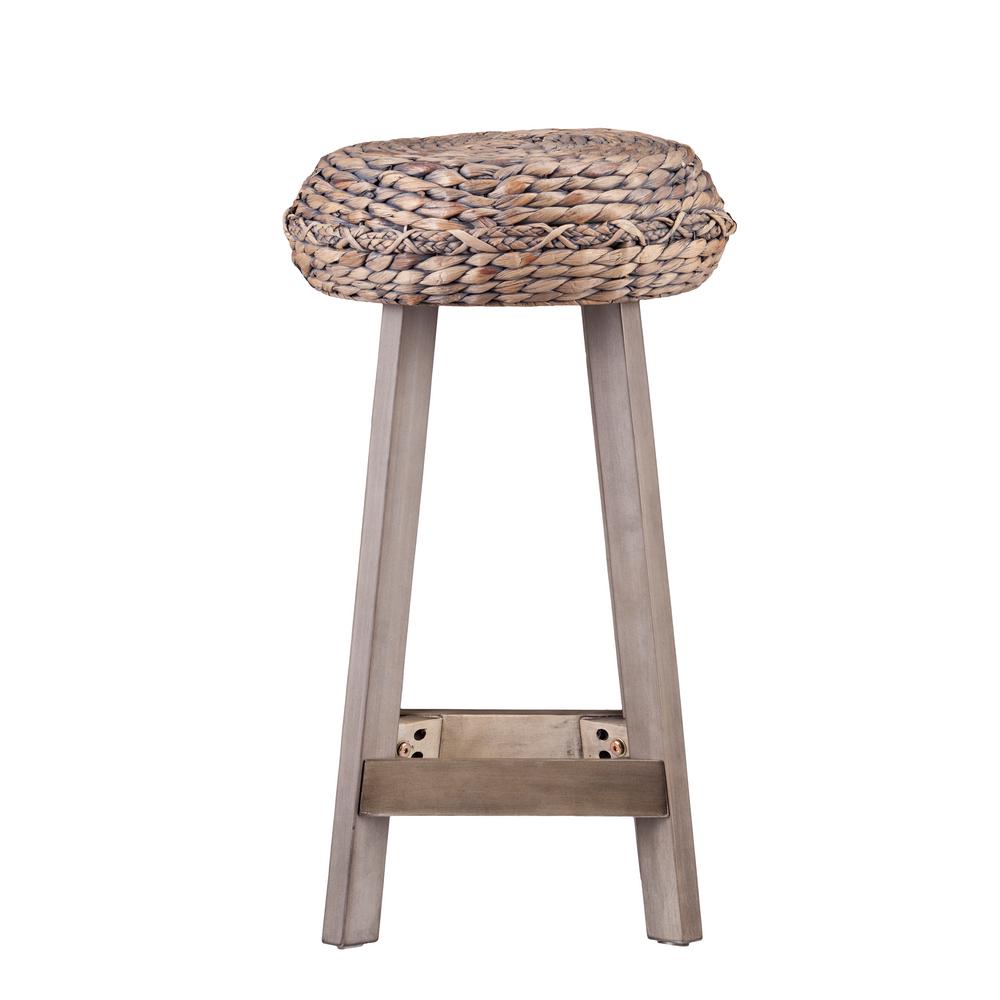 Southern Enterprises Calzada 24 In Weathered Gray Water Hyacinth Weathered Gray Water Hyacinth Backless Round Stools 2 Piece Set Hd649474 The Home Depot