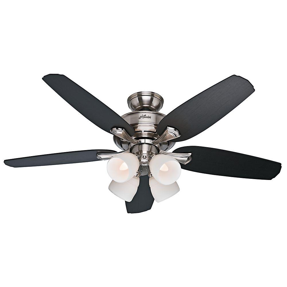 Hunter Channing 52 In Indoor Brushed Nickel Ceiling Fan With Hunter Channing 52 In Indoor Brushed Nickel Ceiling Fan With Light Kit