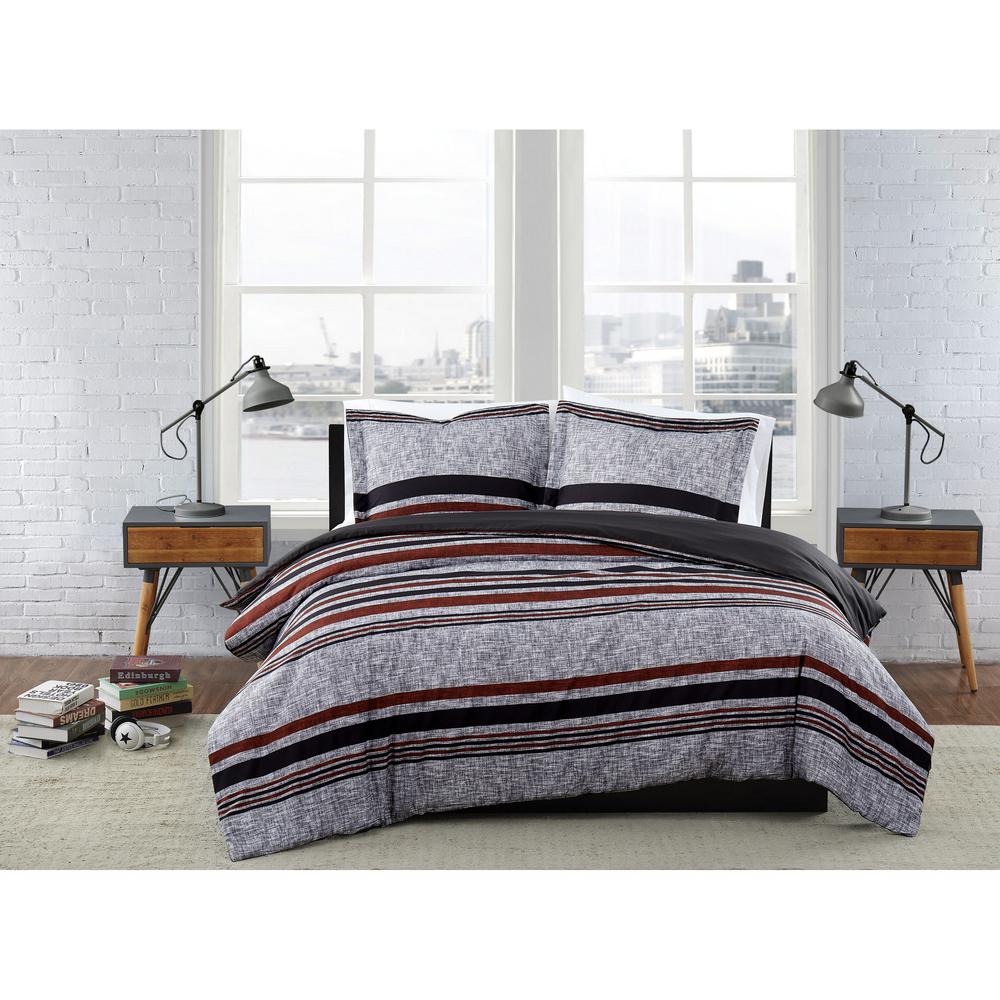 London Fog Warren Stripe 2Piece MultiColored Twin XL Comforter Set