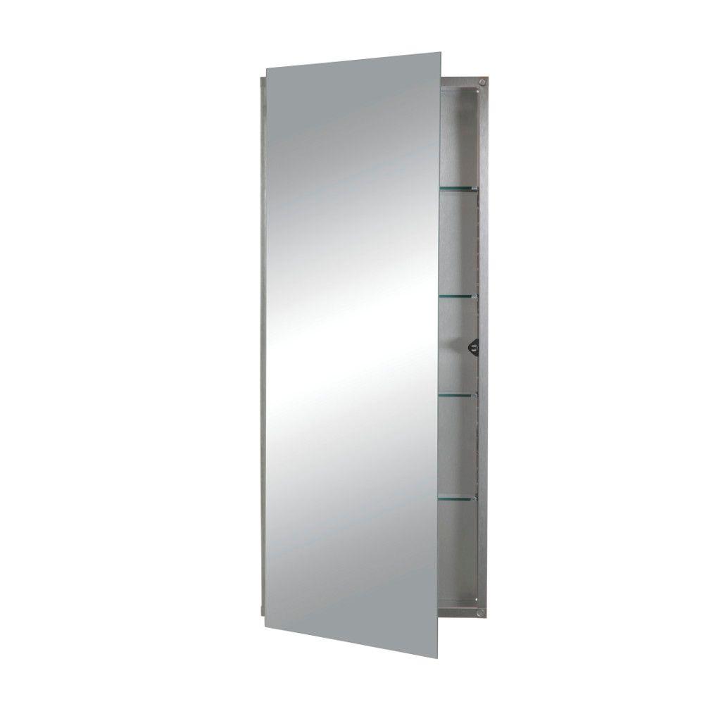 Jensen Illusion 15 In W X 36 In H X 3 1 4 In D Recessed 4 Shelf Bathroom Medicine Cabinet 629ssx The Home Depot