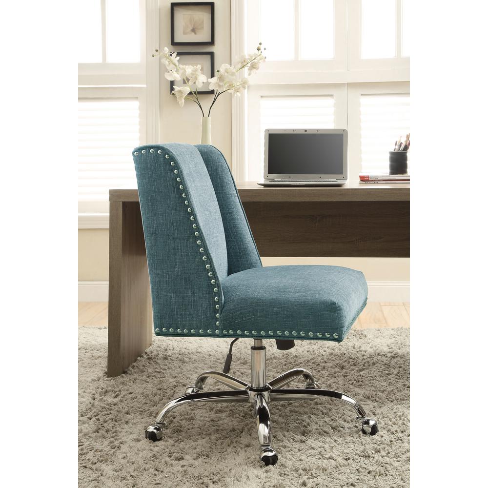 Linon Home Decor Draper Aqua Polyester Office Chair-178404AQUA01U - The