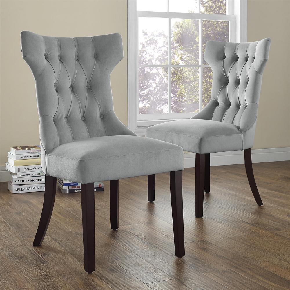 Dorel Living Clairborne Gray Microfiber Tufted Dining Chairs Set