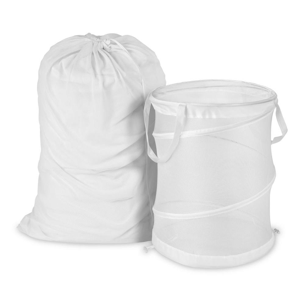 Honey Can Do Mesh Laundry Bag And Hamper Kit In White Ldyx03017 Honey Can Do Mesh Laundry Bag And Hamper Kit In White