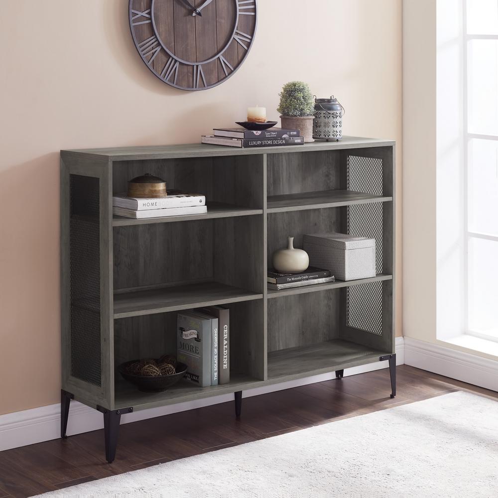 Welwick Designs 40.25 in. Gray Wash Wood 6-shelf Standard ...