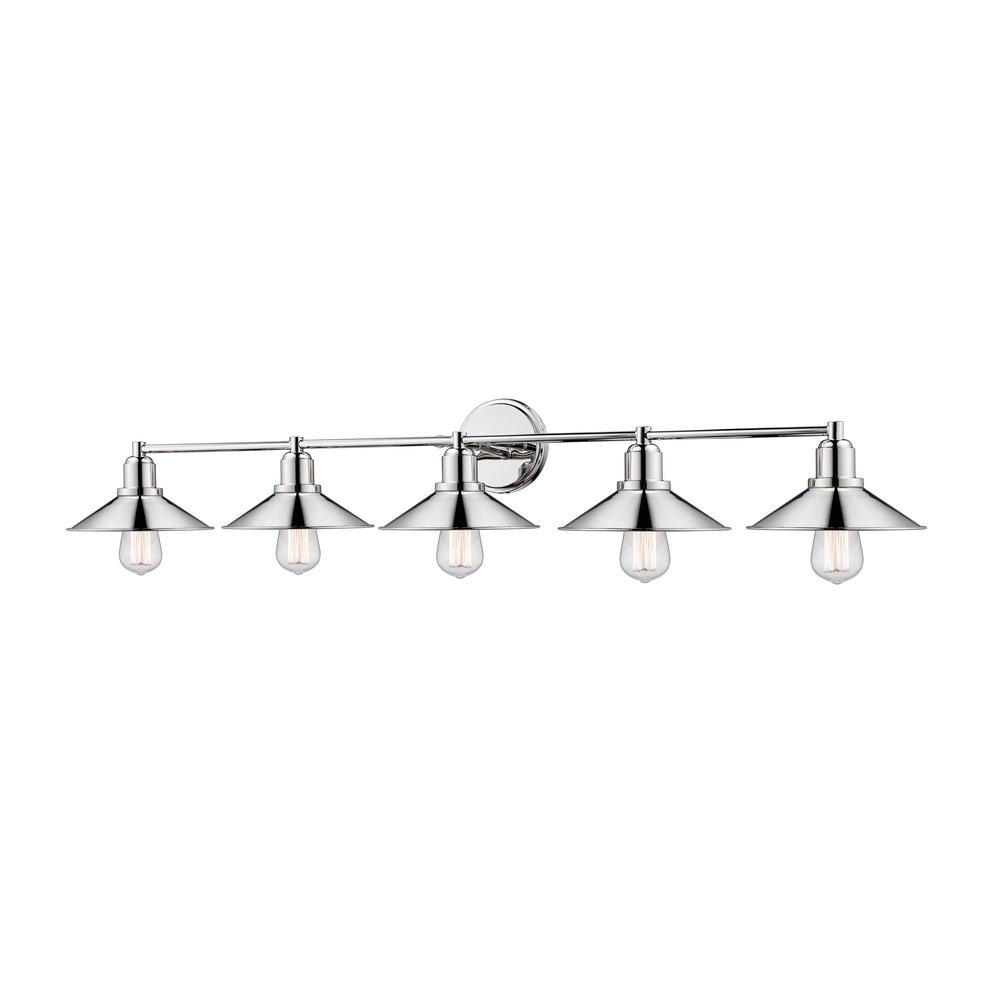 Cortez 5 Light Polished Nickel Bath With Steel Shade