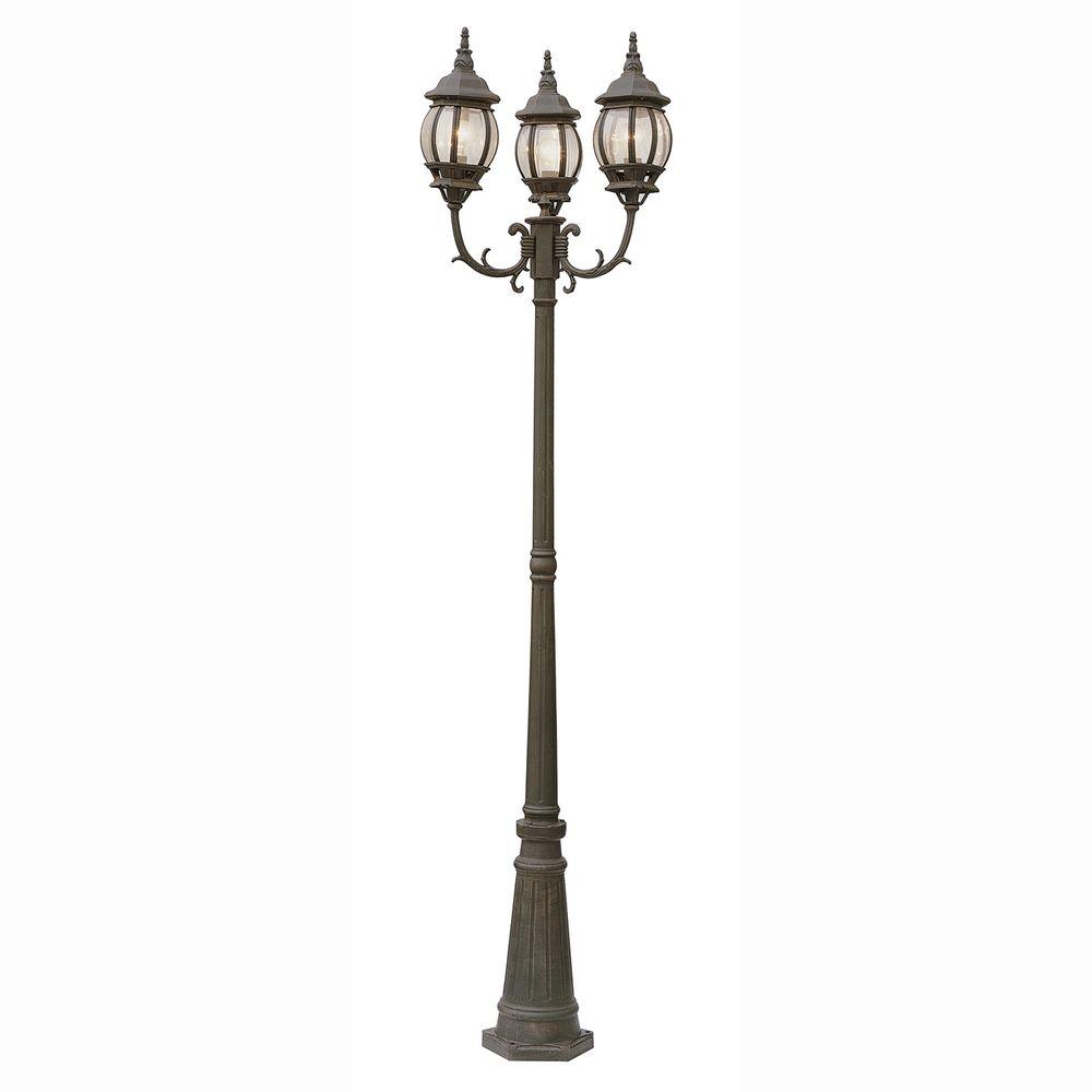 Bel Air Lighting Filigree 3 Light Rust Outdoor Lamp Post With