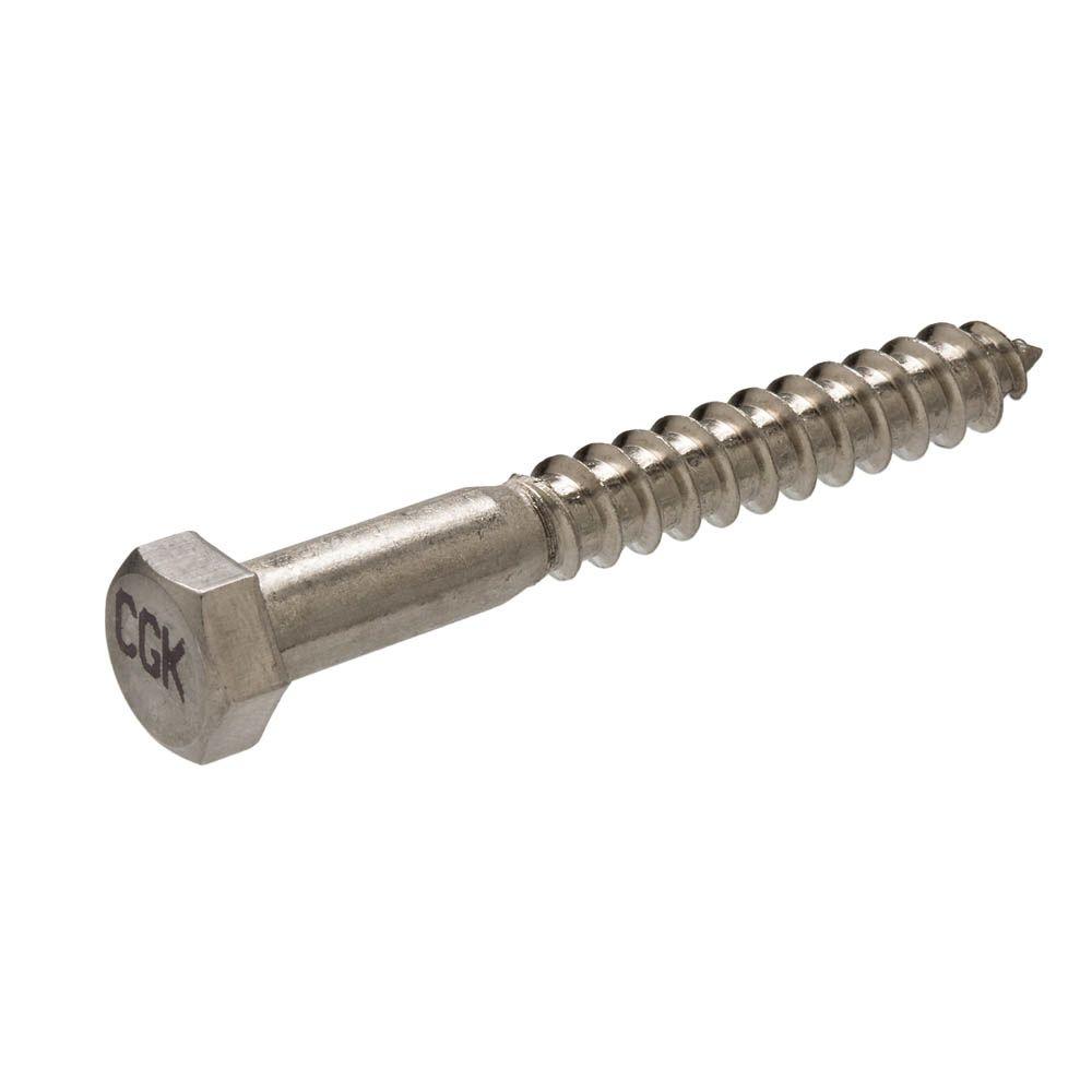 Everbilt 5/16 in. x 2 in. Stainless-Steel Hex Lag Screw-804516 - The Home Depot Stainless Steel Lag Bolts