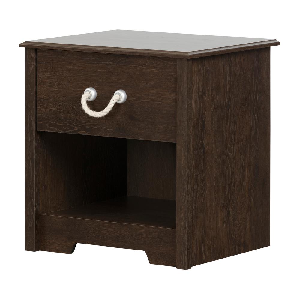 South Shore Aviron 1 Drawer Brown Oak Nightstand 11958 The Home Depot