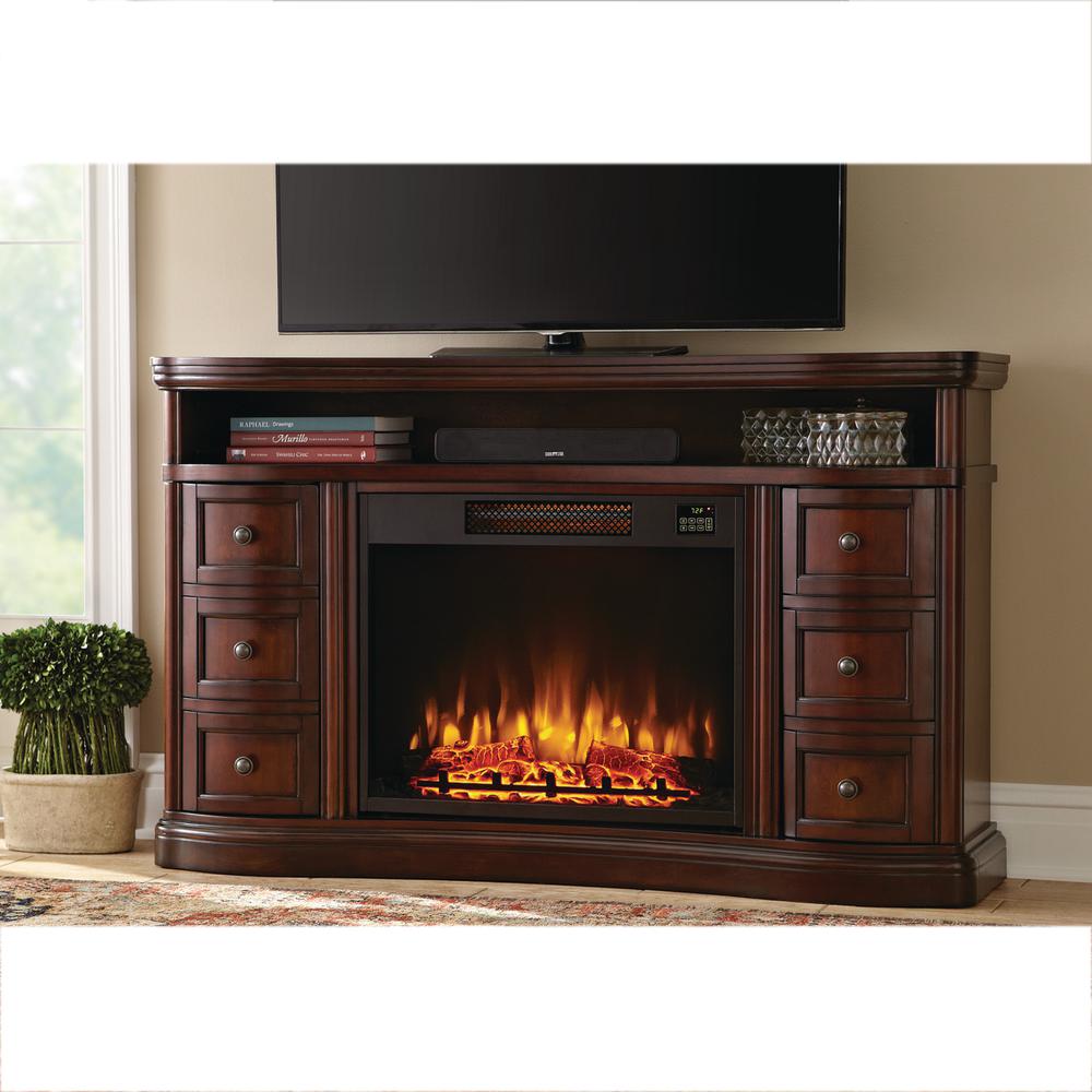 Home Decorators Collection Charleston 60 in. TV Stand Electric Fireplace in Dark CherryBSF1733 