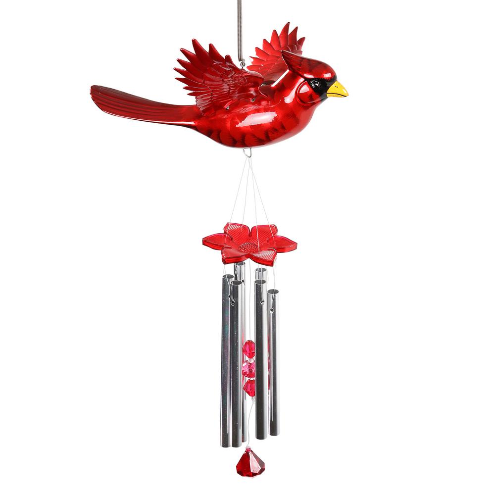 Exhart Red Cardinal Fluttering Wings Plastic Wind Chimes40208RS The