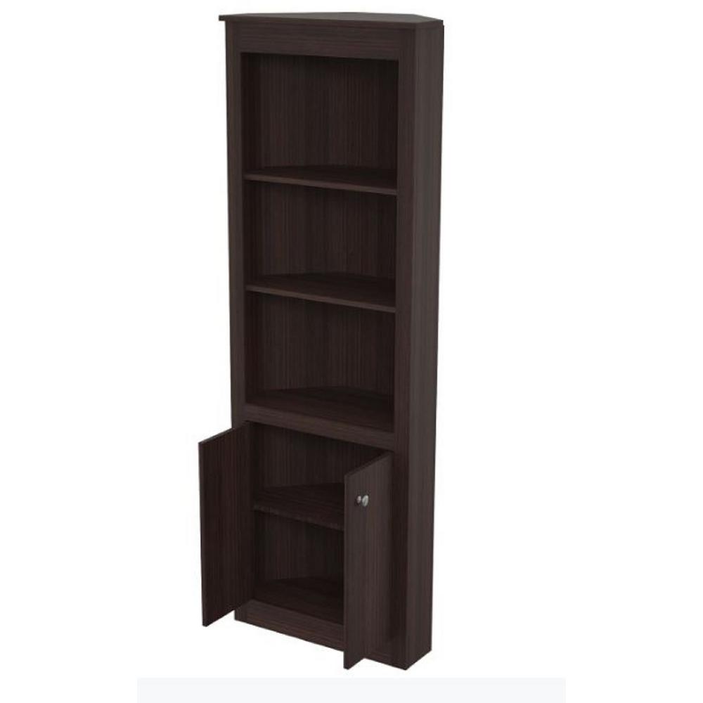 Inval 70 02 In Brown Wood 5 Shelf Standard Corner Unit Bookcase