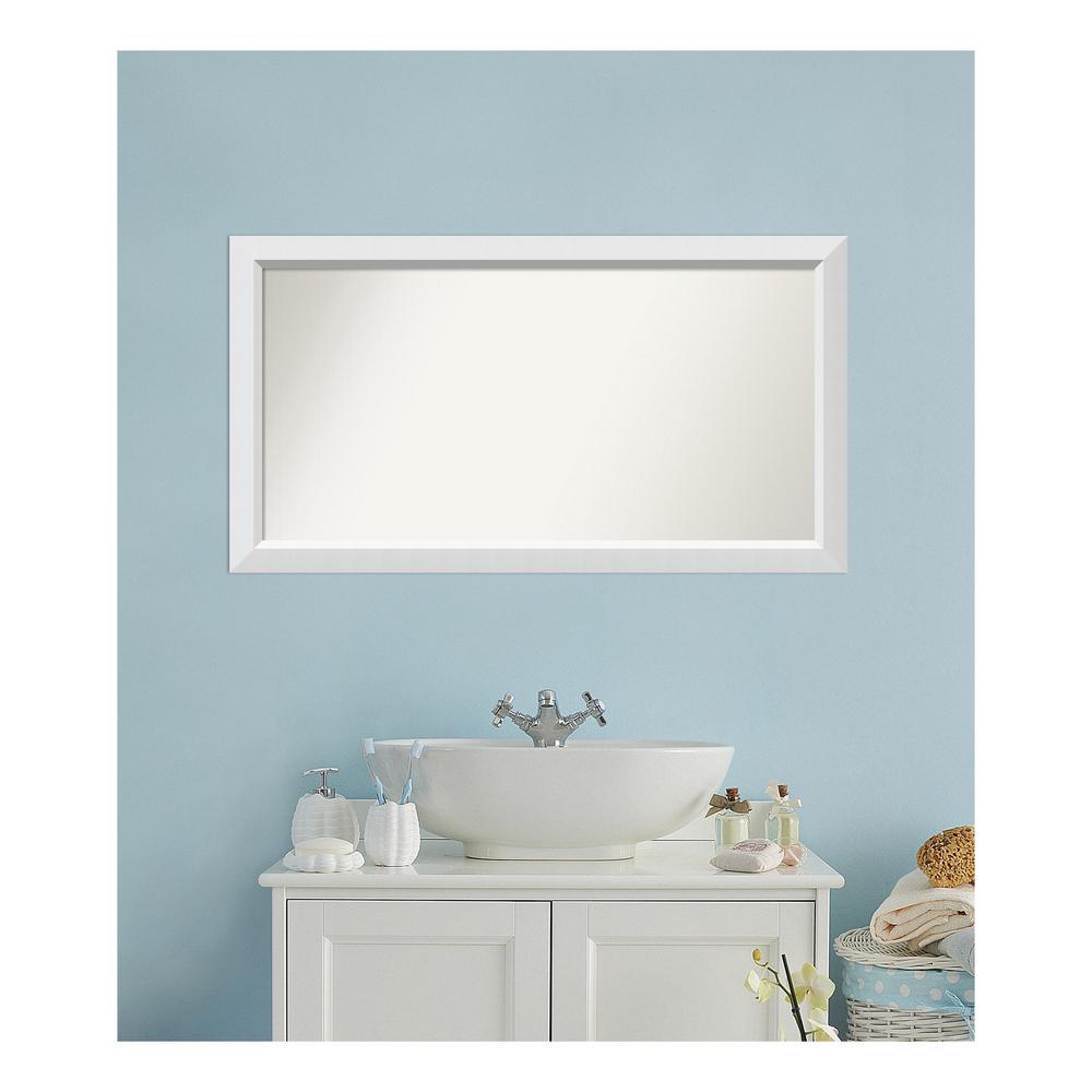 Amanti Art Medium Rectangle White Modern Mirror (24 in. H x 44 in. W