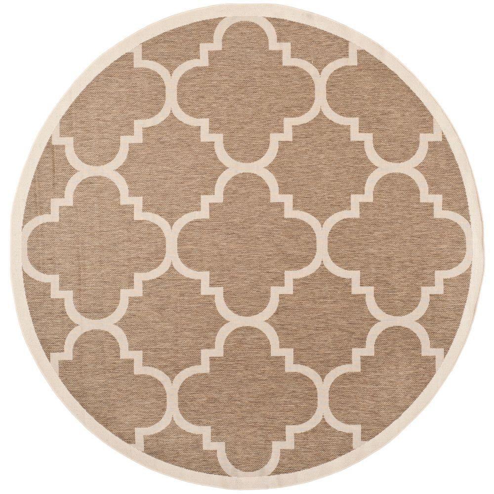 Safavieh Courtyard Brown 8 ft. x 8 ft. Indoor/Outdoor Round Area Rug