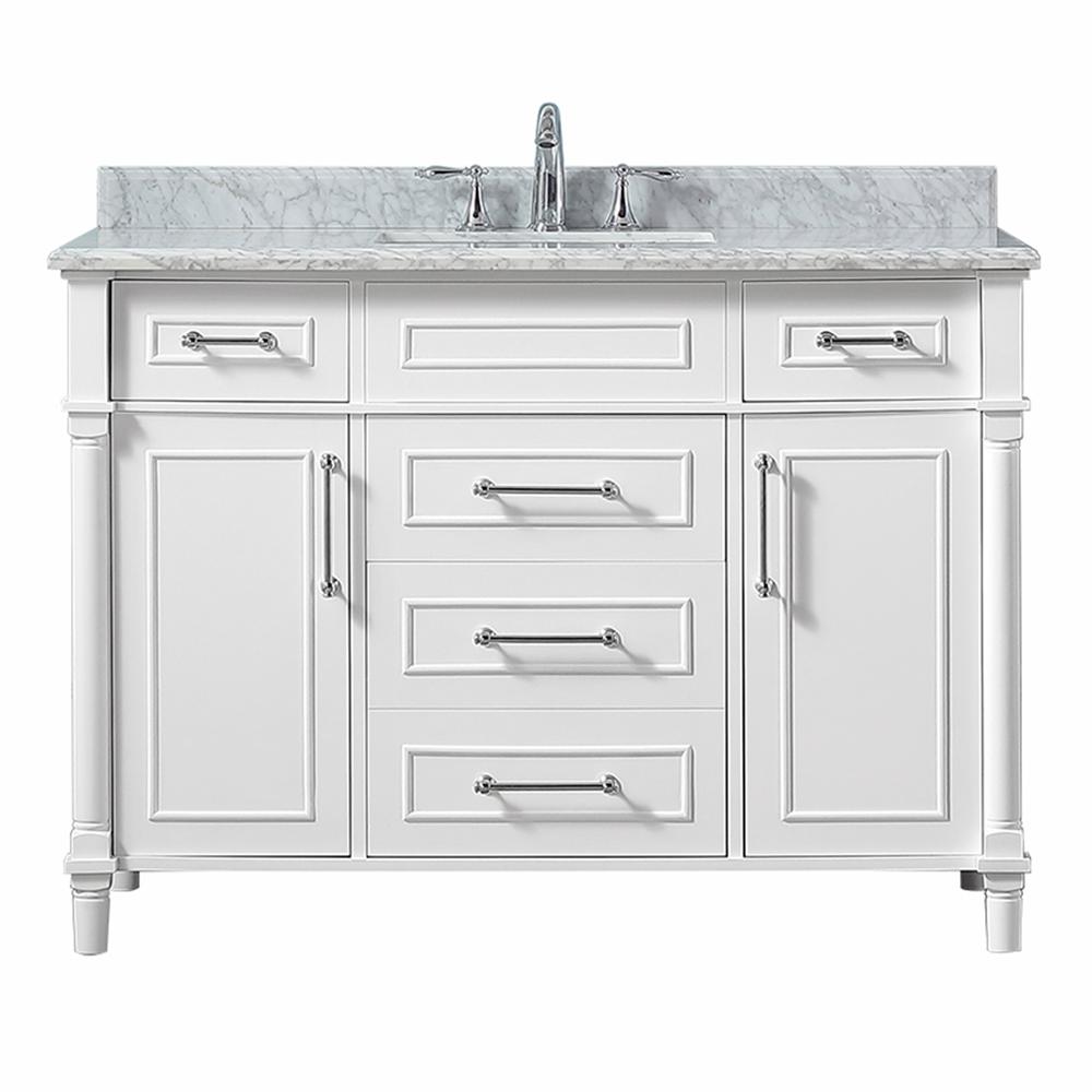 Home Decorators Collection Aberdeen 48 In W X 22 D Vanity D Vanity In White With Carrara Marble Top Sink