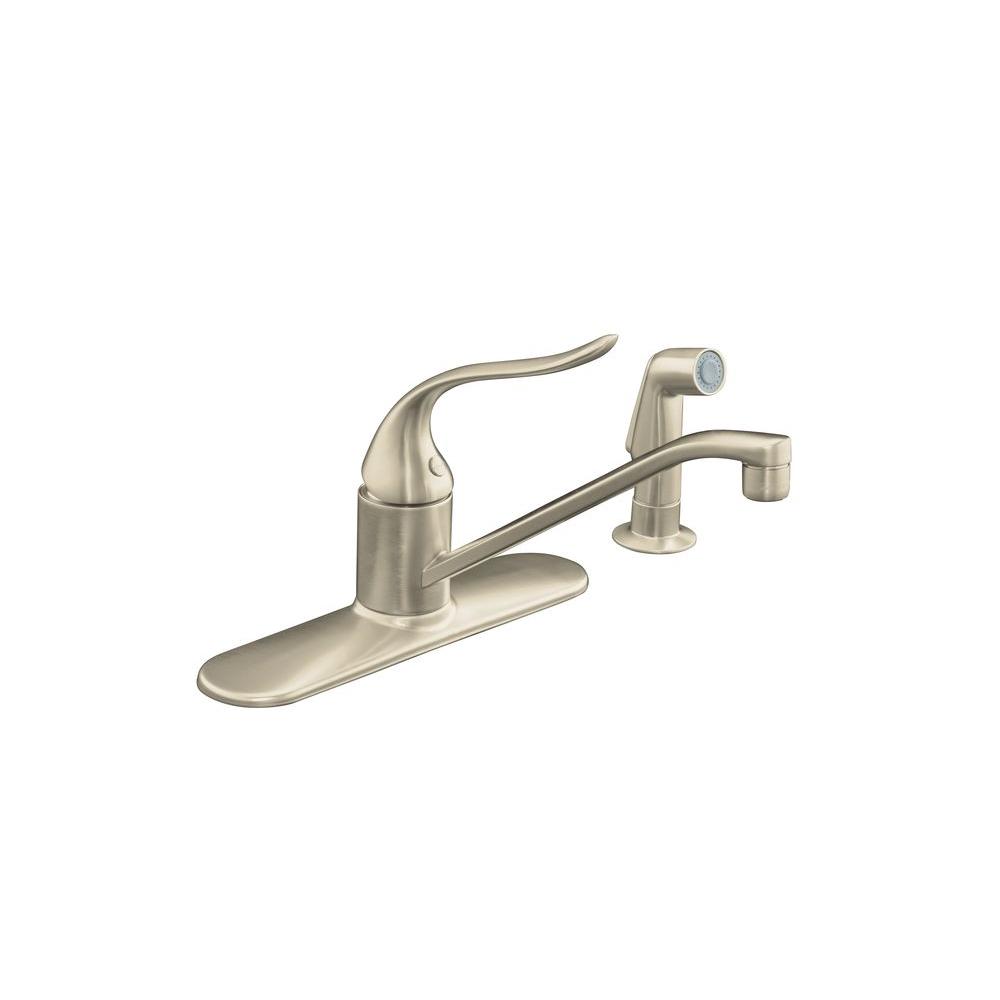 Reviews For KOHLER Coralais Single Handle Standard Kitchen Faucet With   Brushed Nickel Kohler Standard Kitchen Faucets K 15172 F Bn 64 600 