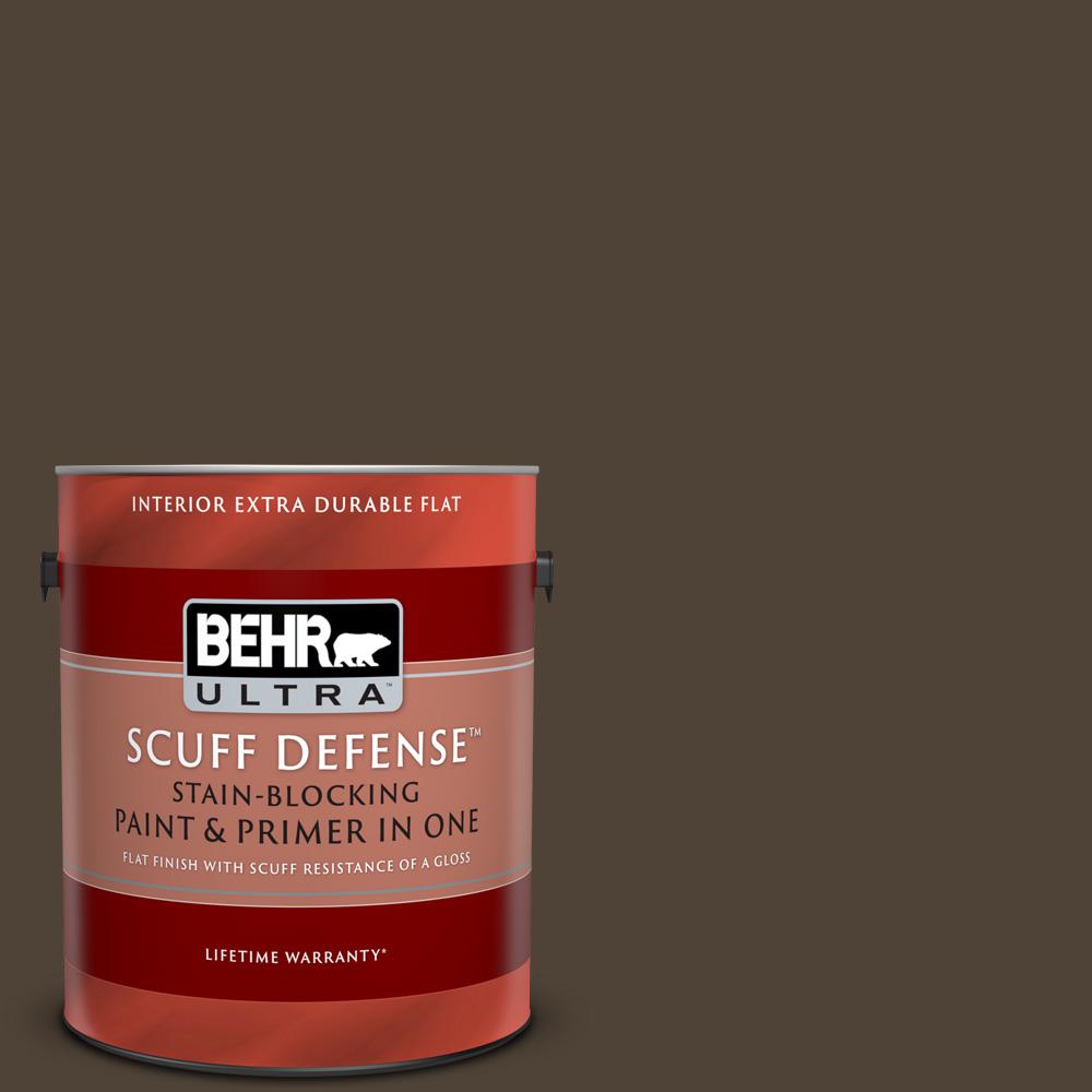 BEHR ULTRA 1 gal. 790B7 Bitter Chocolate Extra Durable Flat Interior Paint and Primer in One