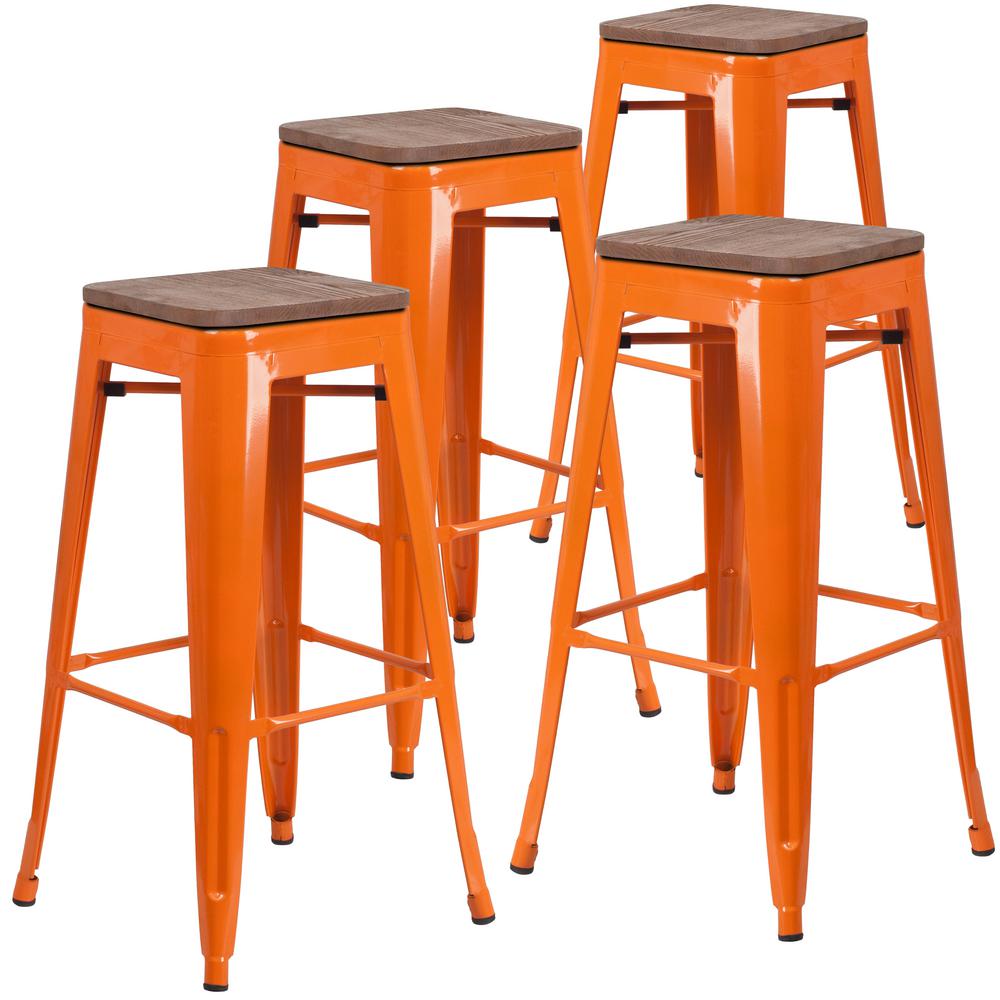 carnegy avenue 30 in orange bar stool 4packcgach250690orhd  the  home depot