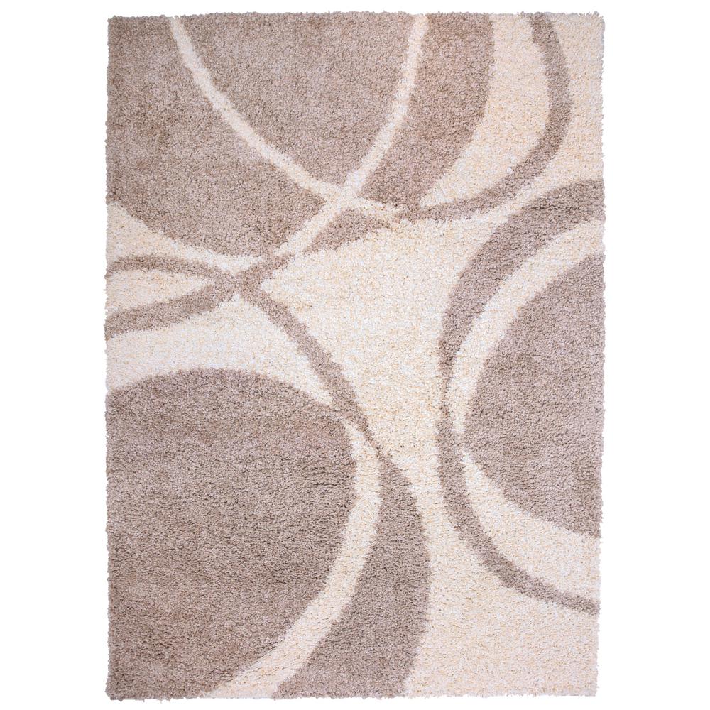 Modern circles soft plush shag 7 10 x 10 area rug beige