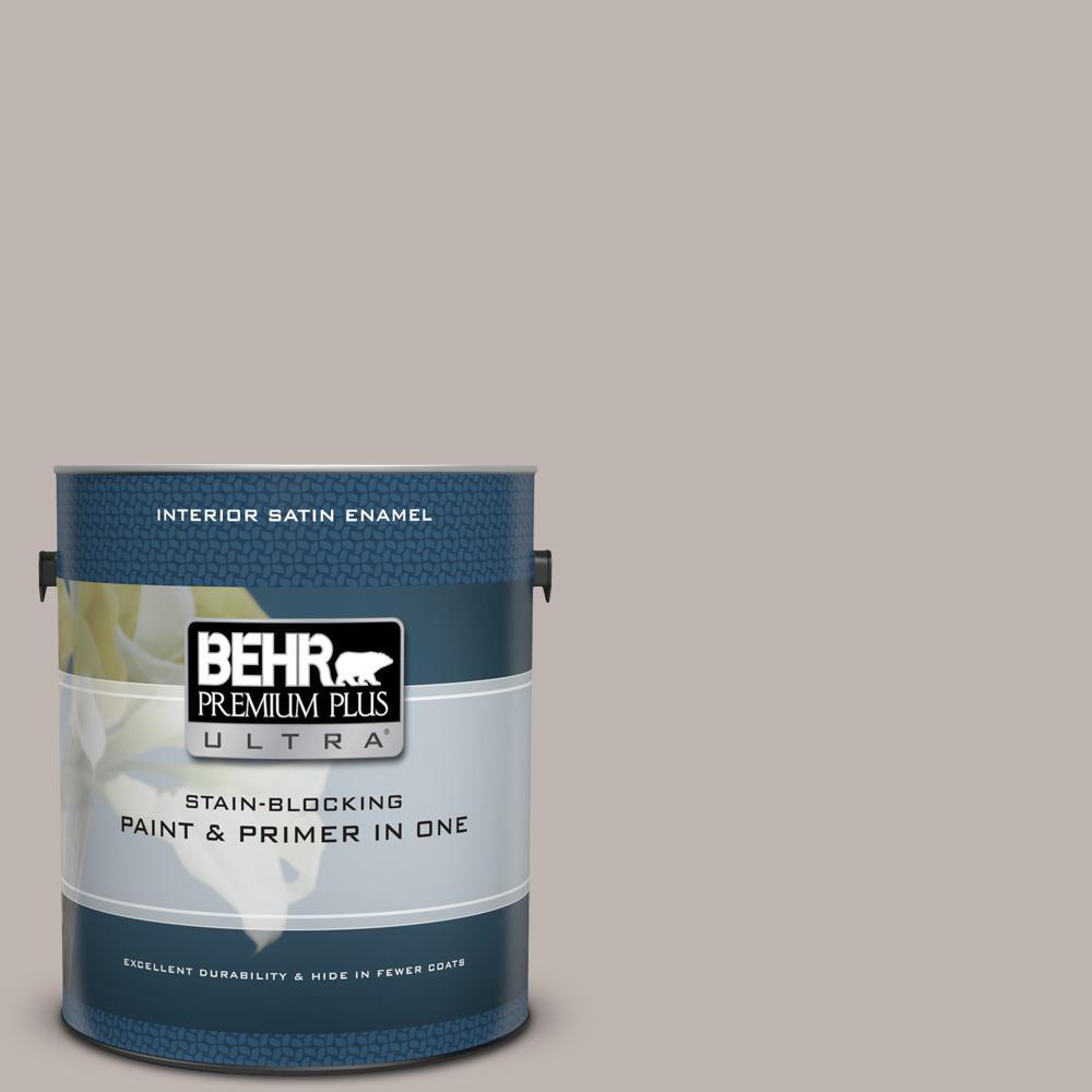 Behr Premium Plus Ultra 1 Gal Ul260 10 Graceful Gray Satin Enamel Ul260 10 Graceful Gray Satin Enamel Interior Paint And Primer In One