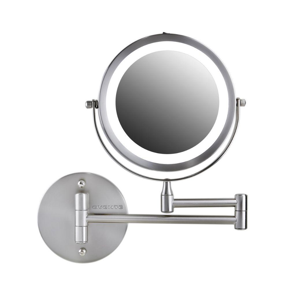 Ovente 7 In Nickel Brushed Wall Mount Led Lighted Makeup Mirror