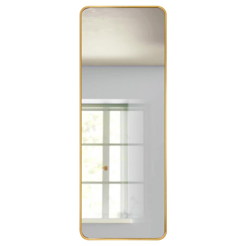 PexFix 59 in. x 20 in. Modern Style Rectangle Mirror Framed Gold Curved Edge Standing Mirror