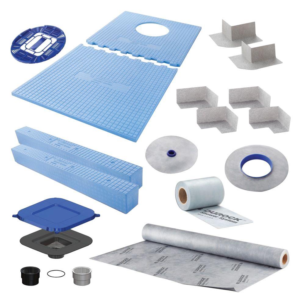 Durock 60 In X 32 10 Shower Kit With Offset Drain 170133 Shower Kit With Offset Drain