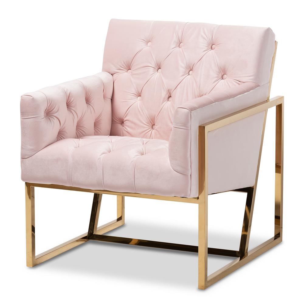 Baxton Studio Milano Pink Velvet Lounge Chair 151 9262 Hd The Home Baxton Studio Milano Pink Velvet Lounge Chair