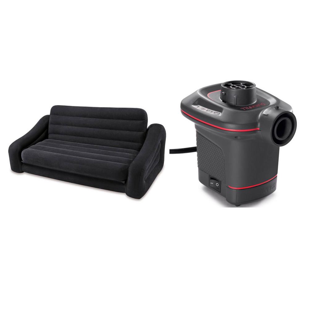 Intex Inflatable Air Sofa With Pull Out Queen Bed Mattress Sleeper