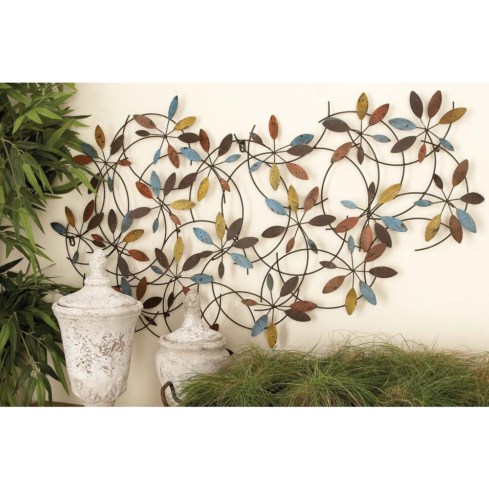 Litton Lane 44 In X 28 New Traditional Multi Colored Leaf And New Traditional Multi Colored Leaf And