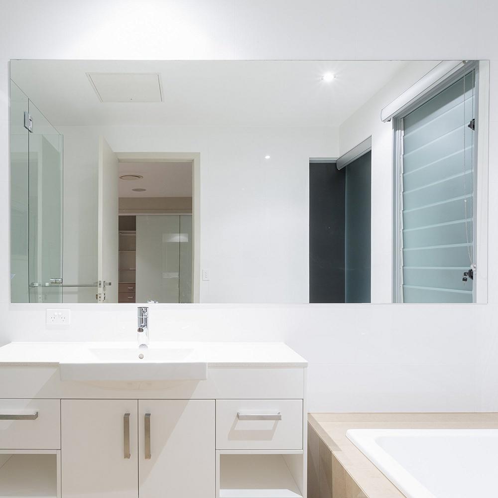 frameless bathroom mirror