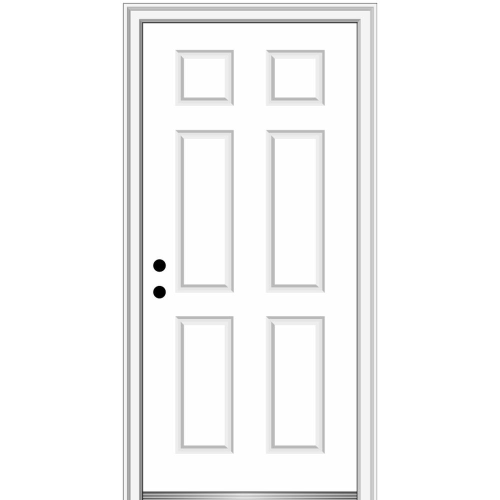 Mmi Door 36 In X 96 In 6 Panel Painted Majestic Right Hand Steel