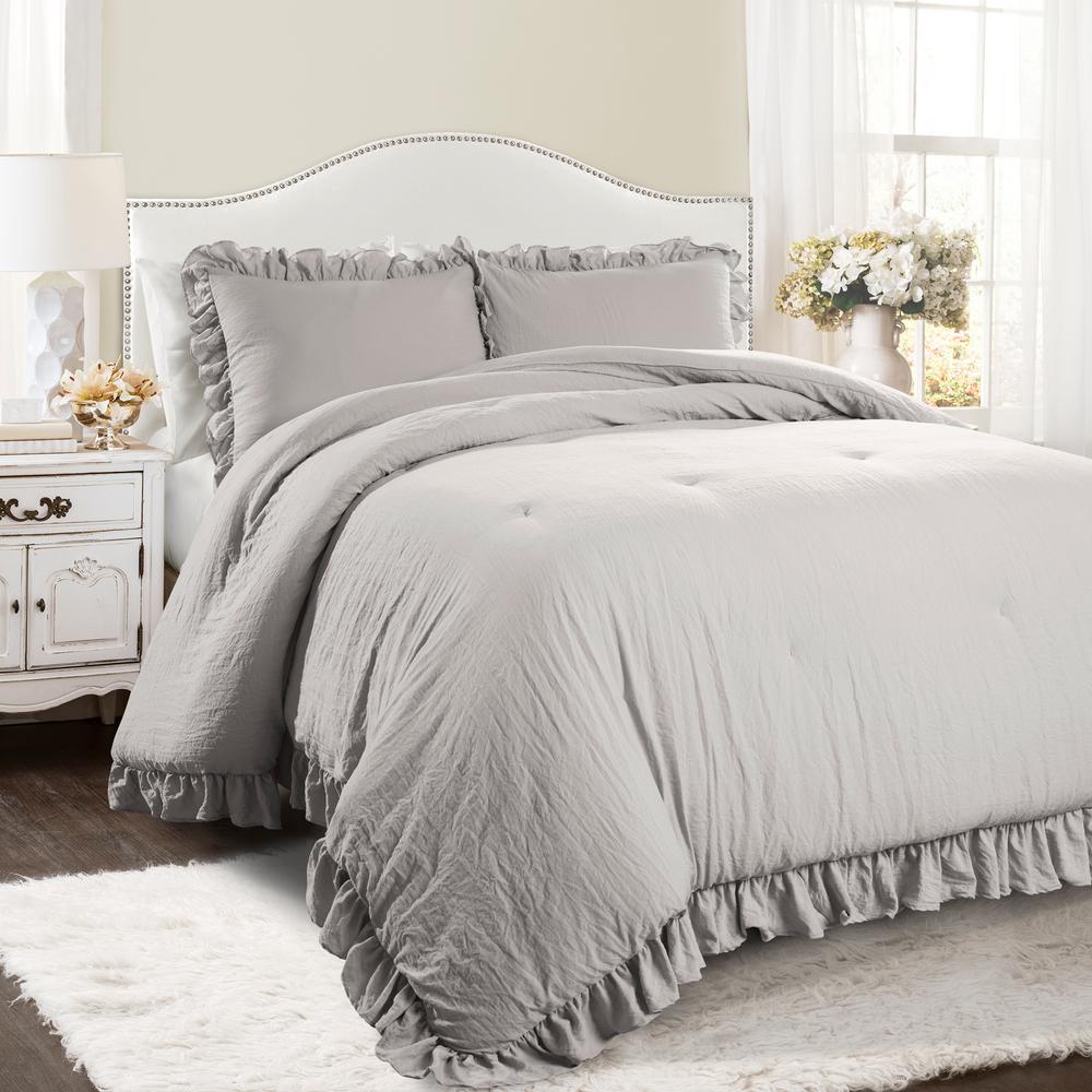 Lush Decor Reyna Comforter Light Gray 3 Piece Full Queen Set 16t003861 The Home Depot