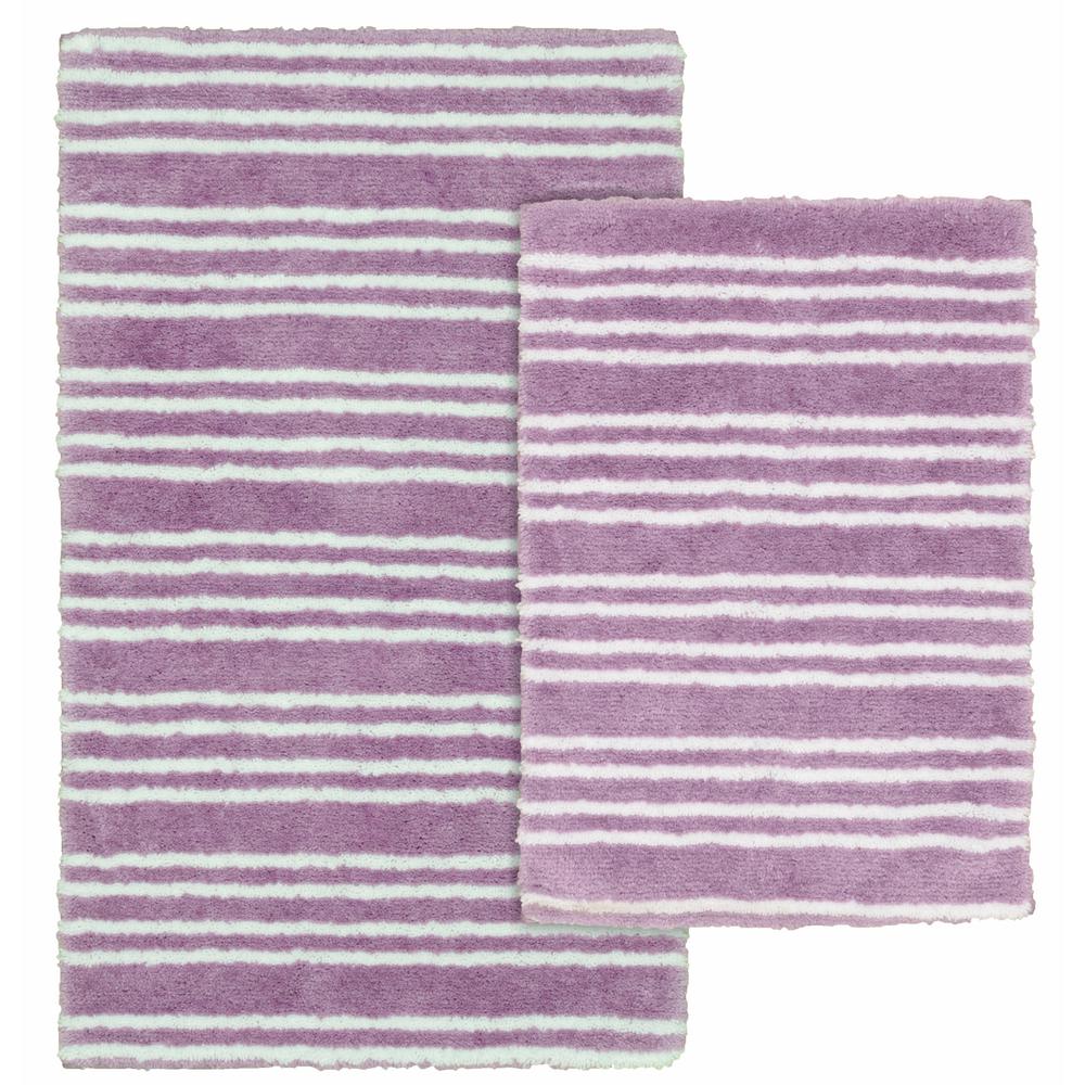 Garland Rug Baha Mar Purple White 21 In X 34 In Striped Nylon