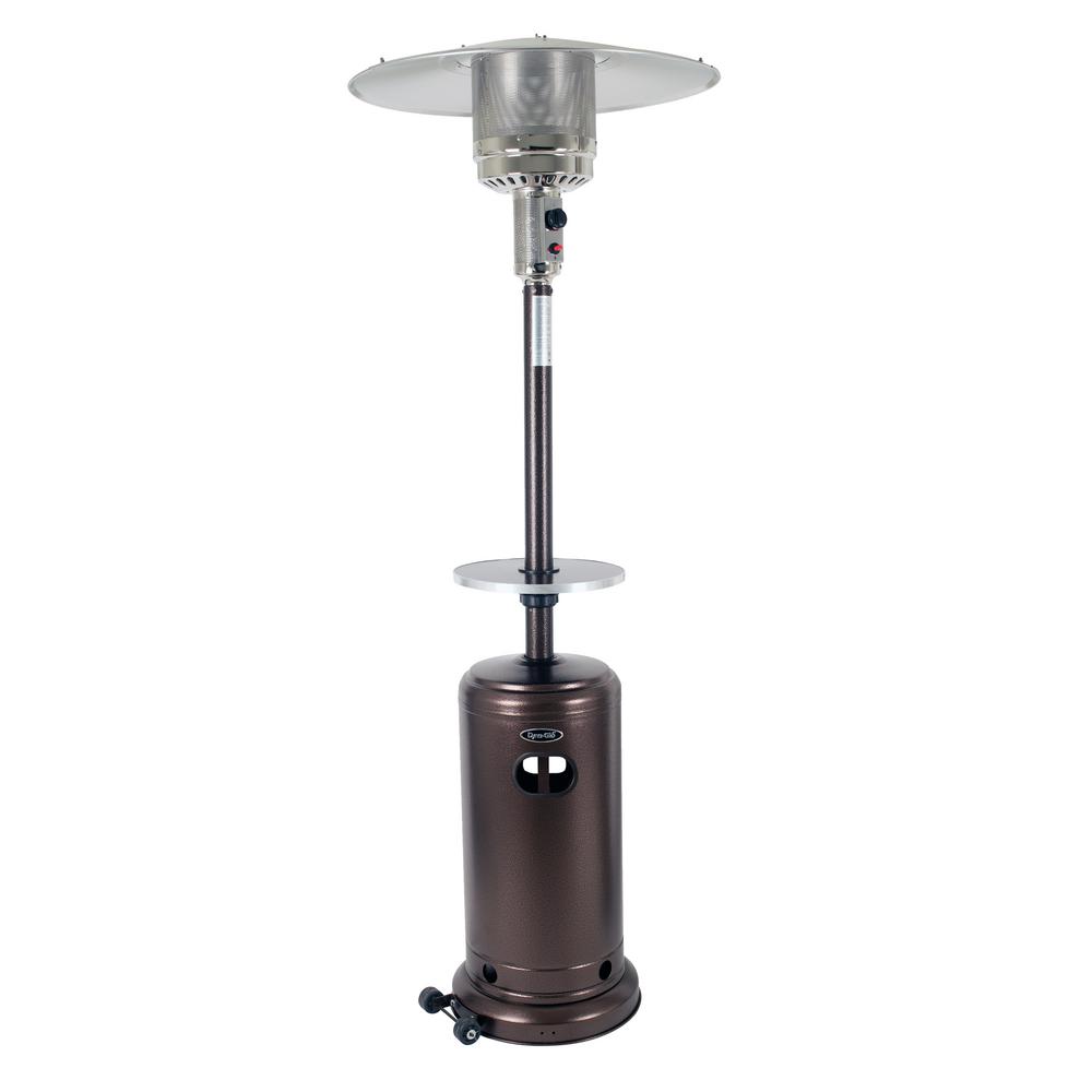 Dyna Glo Deluxe 41 000 Btu Hammered Bronze Gas Patio Heater With Bronze Table Dgph101br Tab The Home Depot