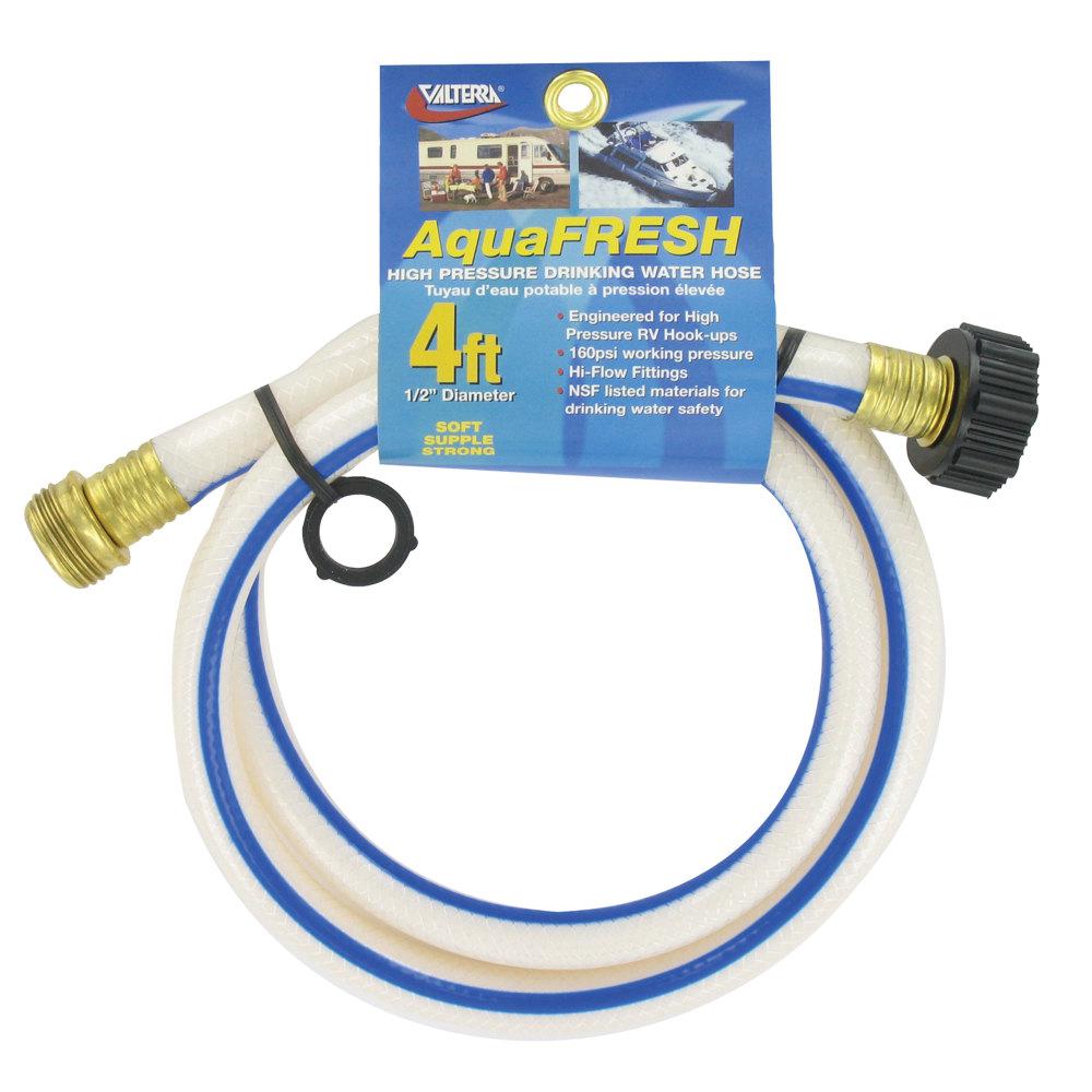 Valterra AquaFresh High Pressure Drinking Water Hose 1/2" x 4', White