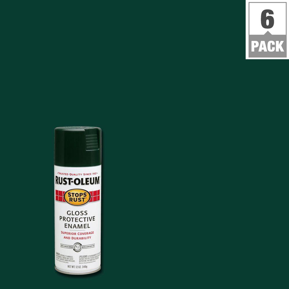 Rust Oleum Stops 12 Oz Protective Enamel Gloss Dark Hunter Protective Enamel Gloss Dark Hunter Green Spray Paint