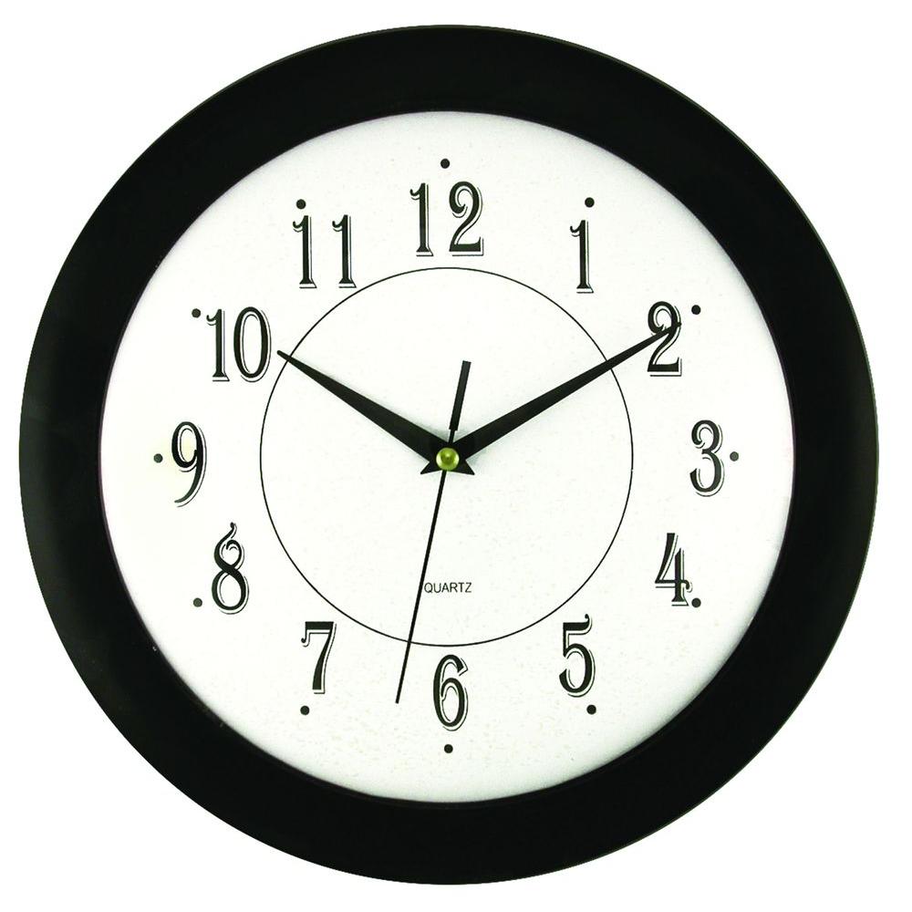 Timekeeper Products 113/4 in. Glass and Black Wall Clock6424 The