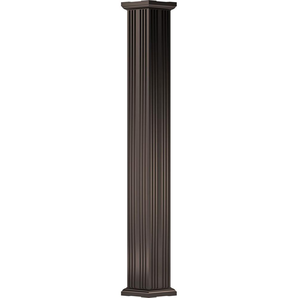 Load-Bearing 12,000 lbs AFCO EA0408ENFSCTUTU 4 x 8 Endura-Aluminum Column Non-Tapered Fluted Clay Finish w// Capital /& Base Square Shaft