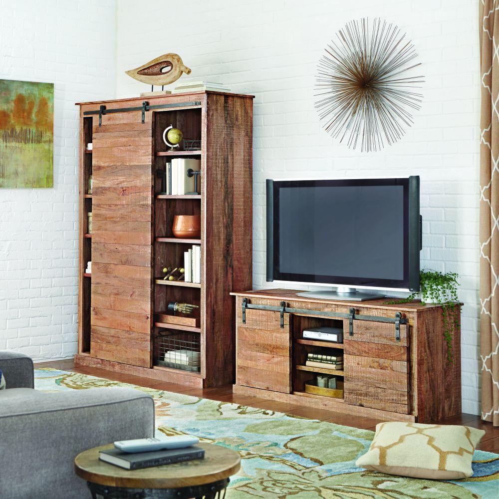 Rustic Wood TV Stands Living Room Furniture The Home Depot