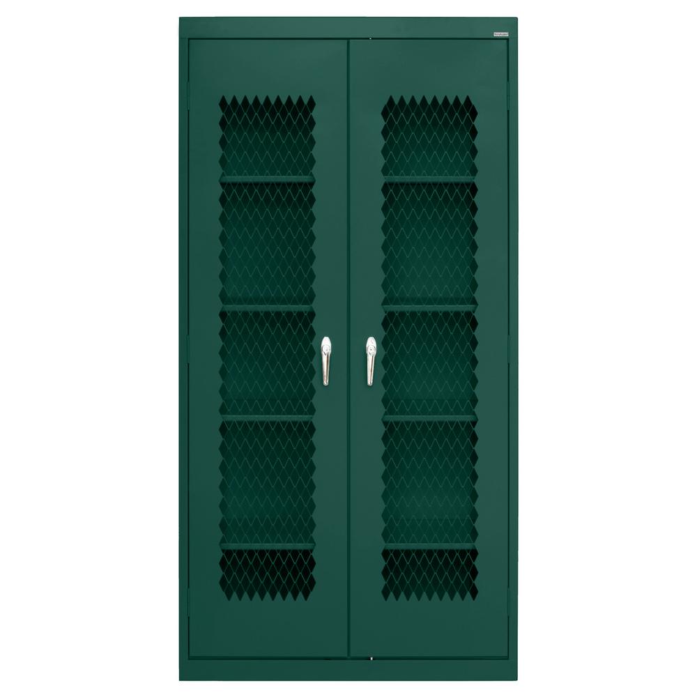 Sandusky 72 In H X 36 W 24 D Steel Freestanding Expanded D Steel Freestanding Expanded Metal Front Cabinet In Forest Green