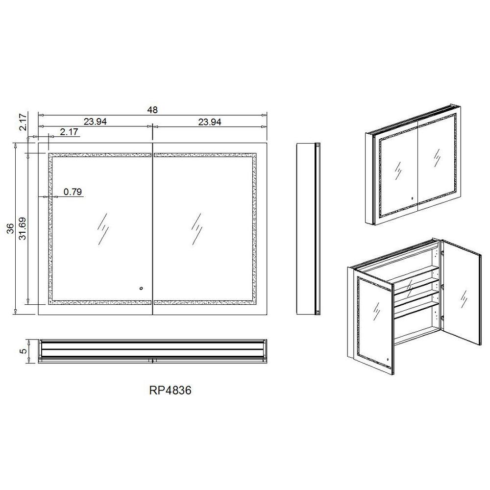 Aquadom Royale Plus 48 In W X 36 In H Recessed Or Surface Mount Medicine Cabinet With Bi View Door Led Lighting Mirror Defogger Rp 4836 The Home Depot