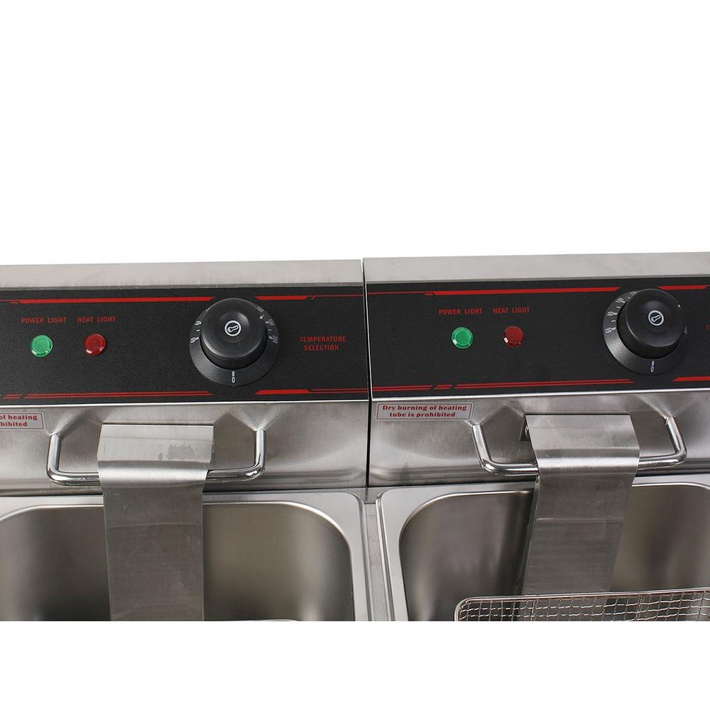 Dual Tank Commercial Restaurant Stainsteel Electric Deep Fryer 1700 6L//3400W 12L