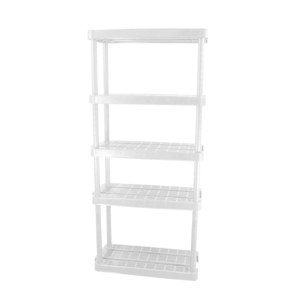 GRACIOUS LIVING White 5Tier Plastic Garage Storage Shelving Unit (32