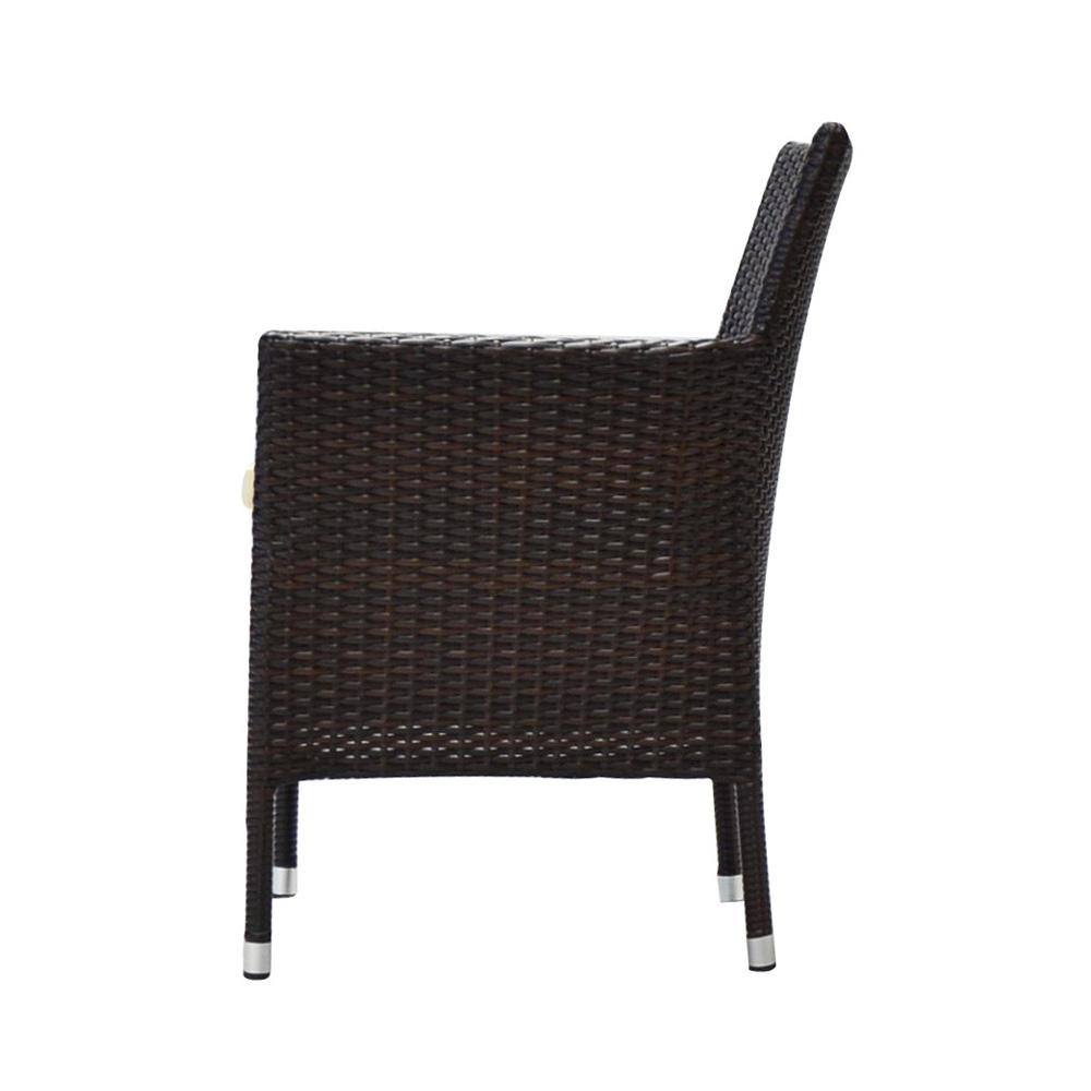 Bora Espresso Stackable Wicker Outdoor Dining Chair With Cream White