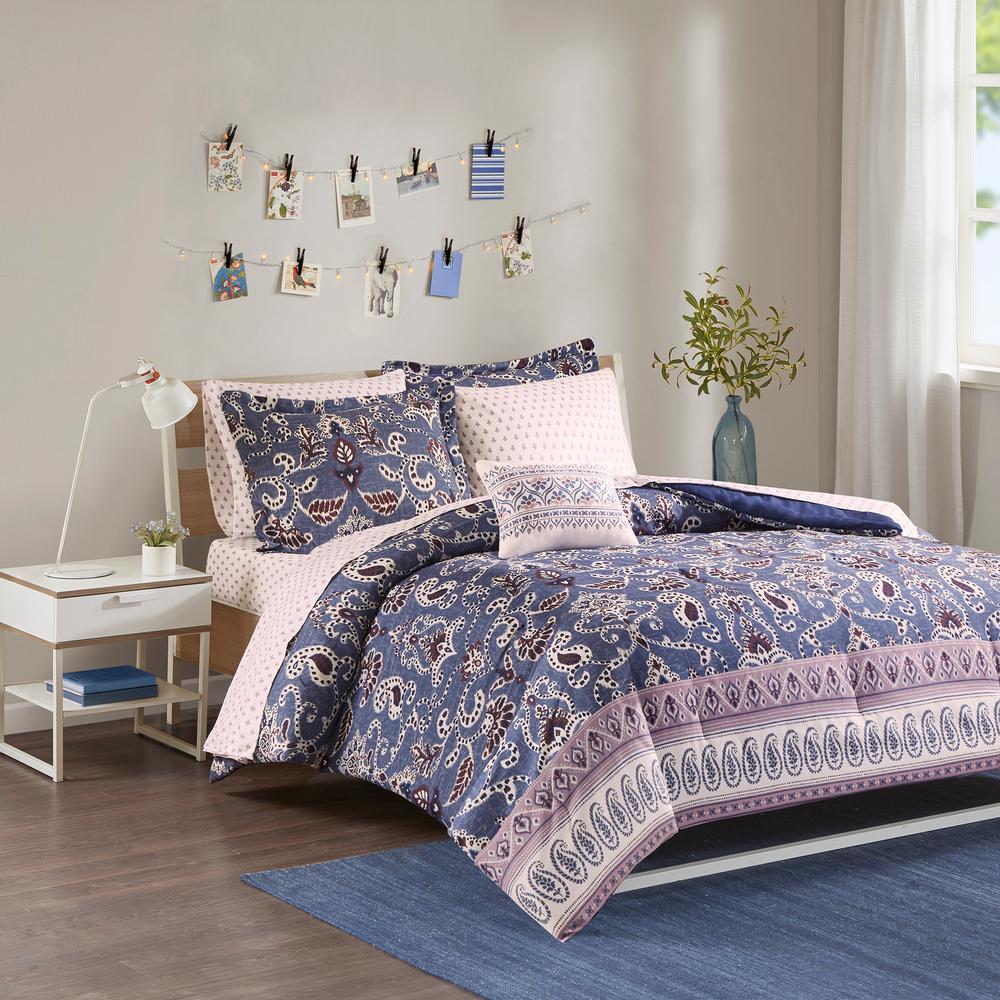 Intelligent Design Addison 8 Piece Purple Full Bed In A Bag Set